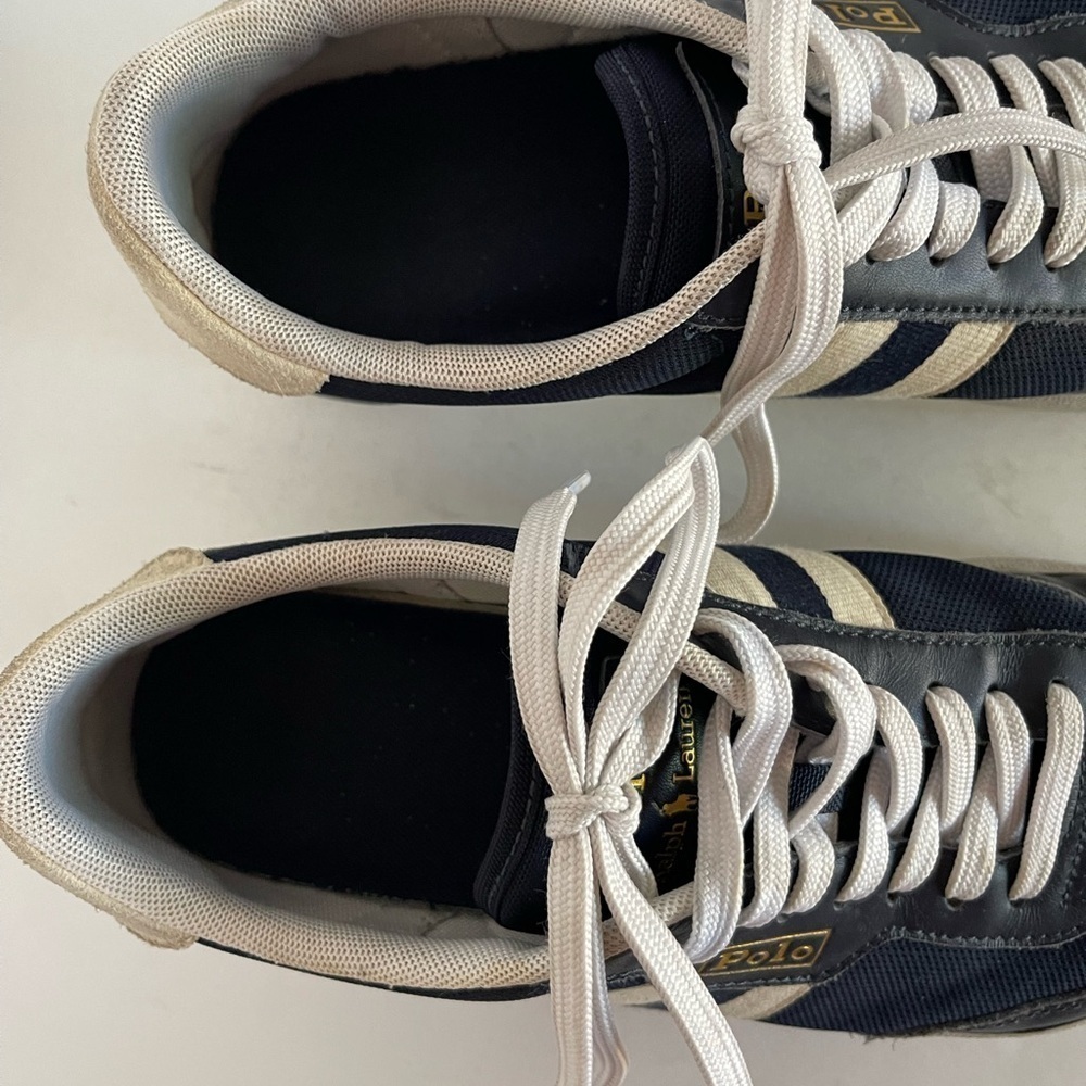 Polo Ralph Lauren Men’s Court VLC Suede Combo Sneaker Shoes Navy Blue Size 9 - Picture 6 of 9